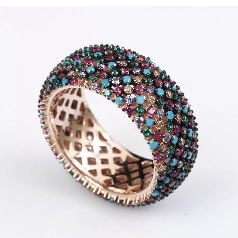 MIXED COLORS ROSE GOLD OVER 925 RING SIZE 7